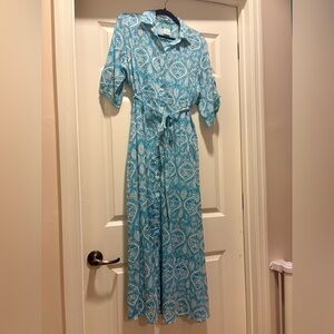 Antica Sartoria Button-Up Maxi Dress with Tie Waist